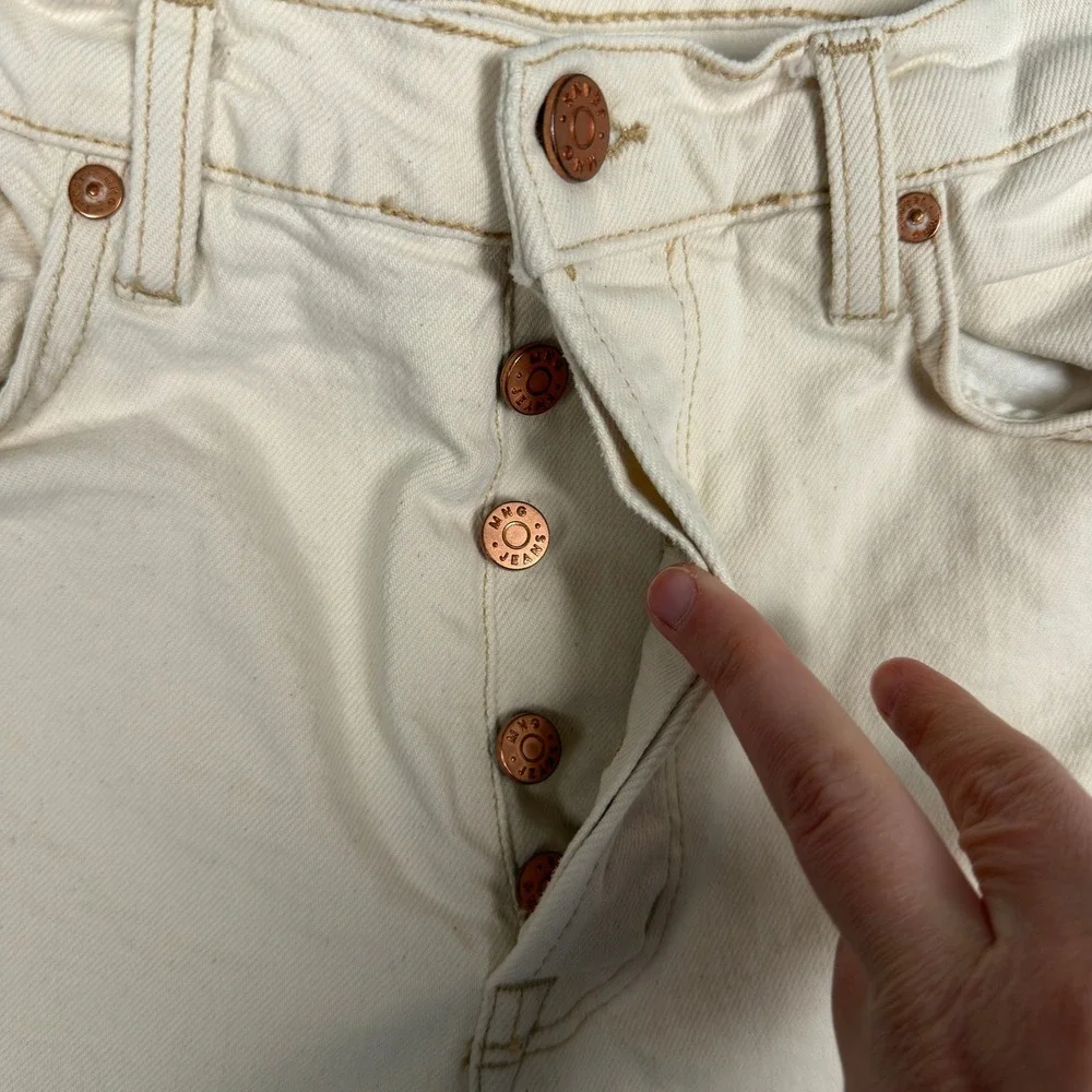 MNG Mango Denim Premium Cream Button Fly Jeans Size 8 Casual - Picture 5 of 9